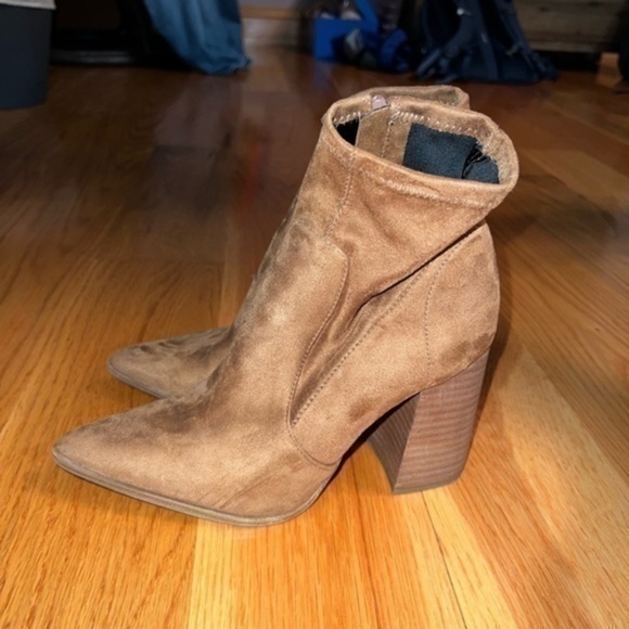 NWOT Steve Madden Ankle Boots Chestnut Brown suede Chunky Heel Touchdown Stock 8 - Picture 1 of 7